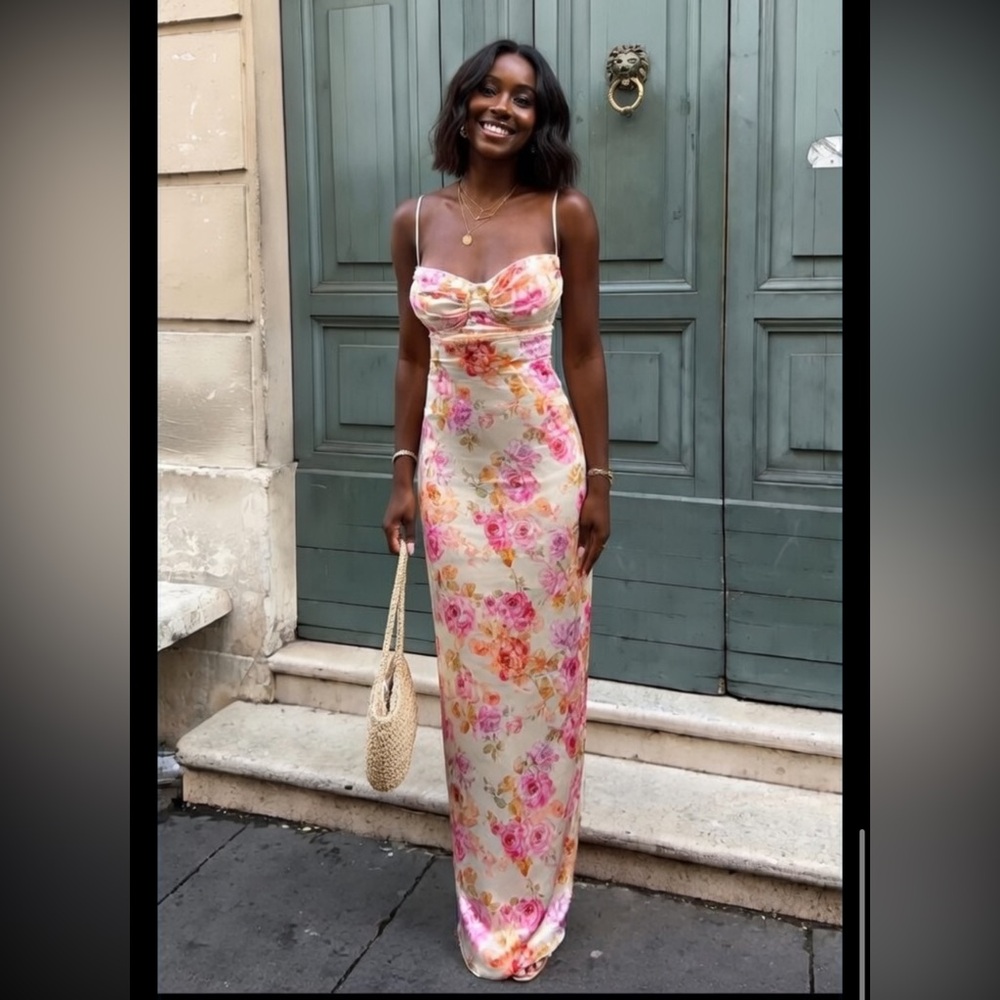 HOUSE OF CB 'Josefina' Ivory Floral Maxi Dress/Size XSmall(Plus) US2-4 $239 - Picture 6 of 13